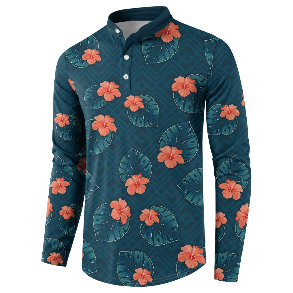 Hawaii Monstera Button Sweatshirt Hibiscus Flowers Simple Style DT05 - Polynesian Pride