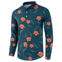 Hawaii Monstera Button Sweatshirt Hibiscus Flowers Simple Style DT05 - Polynesian Pride