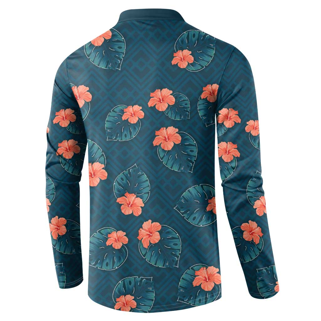 Hawaii Monstera Button Sweatshirt Hibiscus Flowers Simple Style DT05 - Polynesian Pride