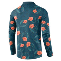 Hawaii Monstera Button Sweatshirt Hibiscus Flowers Simple Style DT05 - Polynesian Pride