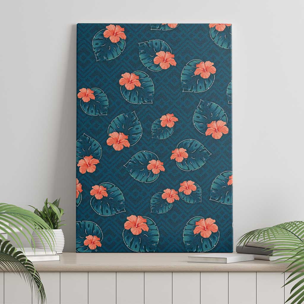 Hawaii Monstera Canvas Wall Art Hibiscus Flowers Simple Style DT05 - Polynesian Pride