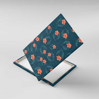 Hawaii Monstera Canvas Wall Art Hibiscus Flowers Simple Style DT05 With Frame Dark Teal - Polynesian Pride