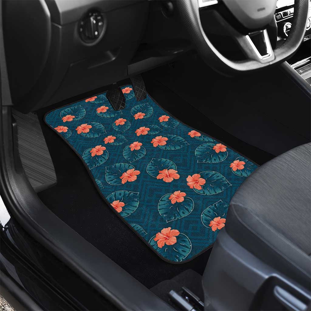 Hawaii Monstera Car Mats Hibiscus Flowers Simple Style - Polynesian Pride