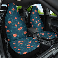 Hawaii Monstera Car Seat Cover Hibiscus Flowers Simple Style - Polynesian Pride