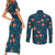 Hawaii Monstera Couples Matching Short Sleeve Bodycon Dress and Long Sleeve Button Shirt Hibiscus Flowers Simple Style - Polynesian Pride