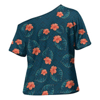 Hawaii Monstera Cross Shoulder Shirt Hibiscus Flowers Simple Style DT05 - Polynesian Pride
