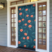 Hawaii Monstera Door Cover Hibiscus Flowers Simple Style - Polynesian Pride