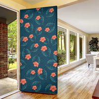Hawaii Monstera Door Cover Hibiscus Flowers Simple Style - Polynesian Pride