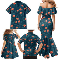 Hawaii Monstera Family Matching Mermaid Dress and Hawaiian Shirt Hibiscus Flowers Simple Style - Polynesian Pride