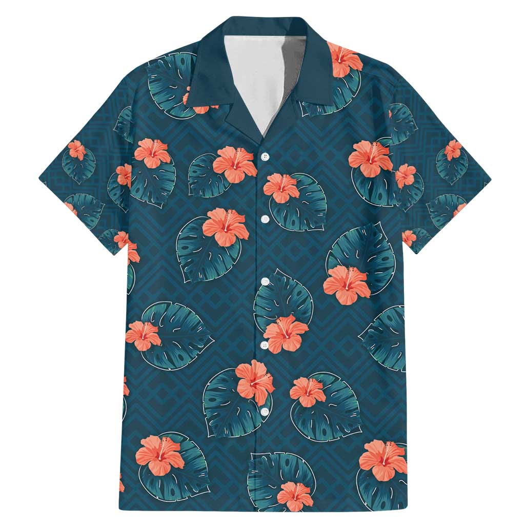 Hawaii Monstera Family Matching Mermaid Dress and Hawaiian Shirt Hibiscus Flowers Simple Style - Polynesian Pride
