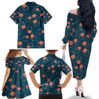 Hawaii Monstera Family Matching Off The Shoulder Long Sleeve Dress and Hawaiian Shirt Hibiscus Flowers Simple Style - Polynesian Pride