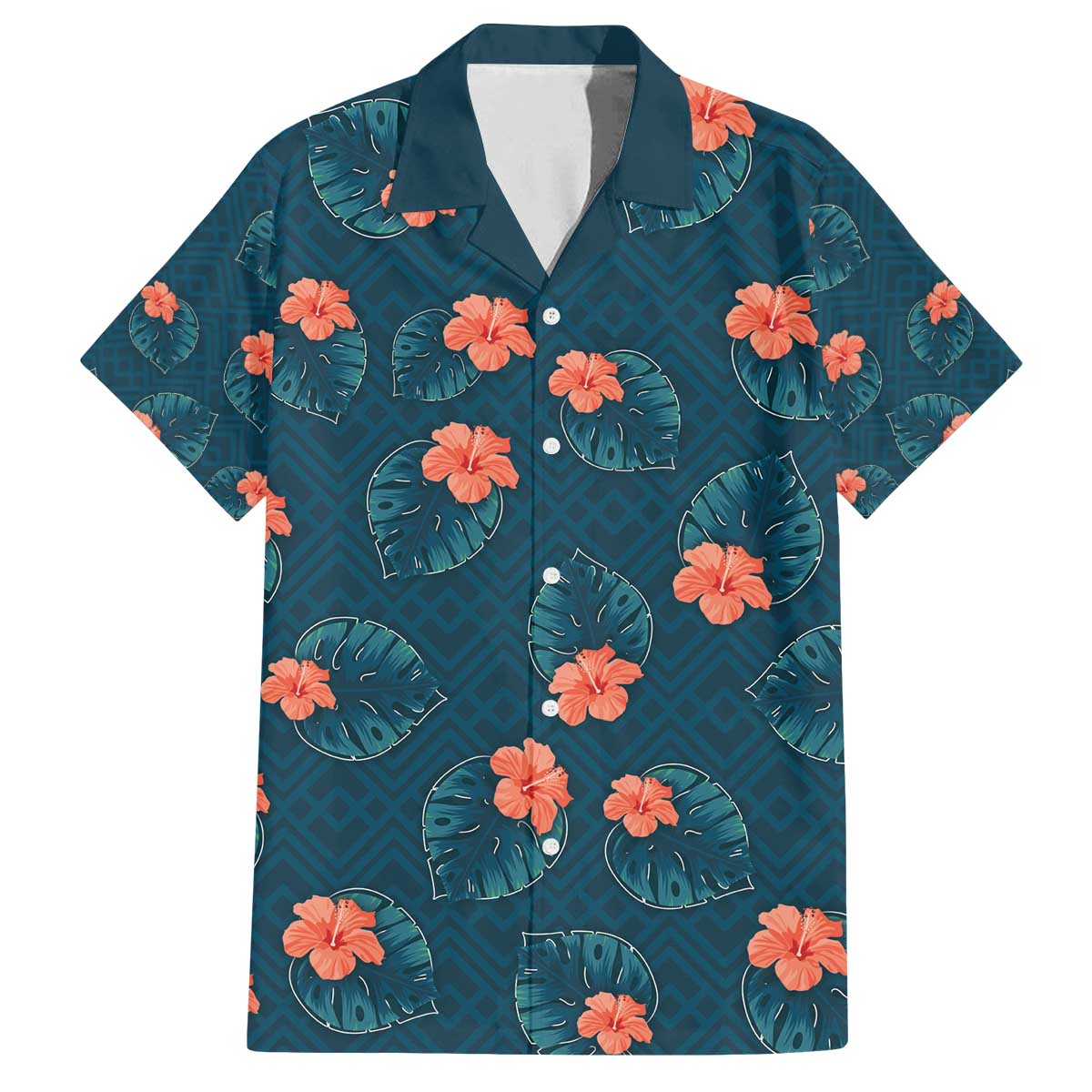 Hawaii Monstera Family Matching Off The Shoulder Long Sleeve Dress and Hawaiian Shirt Hibiscus Flowers Simple Style - Polynesian Pride