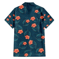 Hawaii Monstera Family Matching Off The Shoulder Long Sleeve Dress and Hawaiian Shirt Hibiscus Flowers Simple Style - Polynesian Pride
