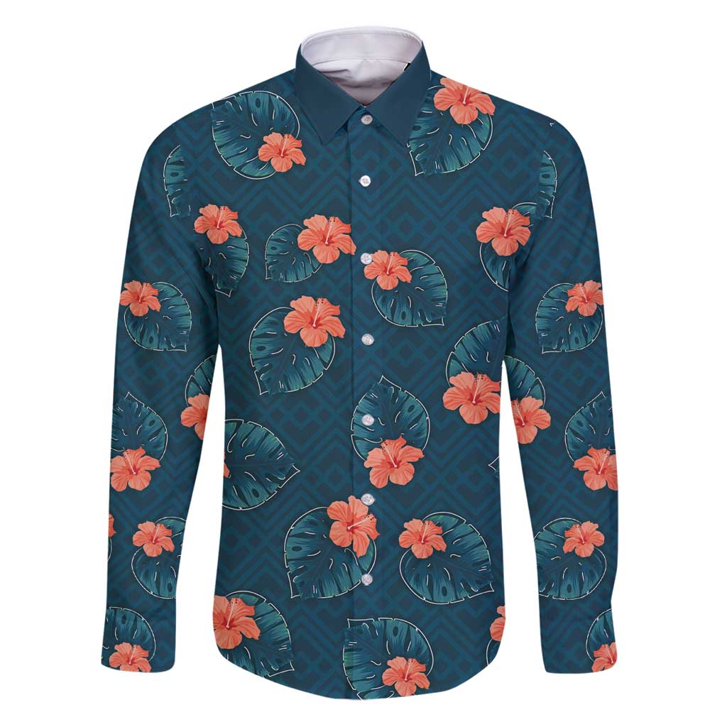 Hawaii Monstera Family Matching Puletasi and Hawaiian Shirt Hibiscus Flowers Simple Style - Polynesian Pride