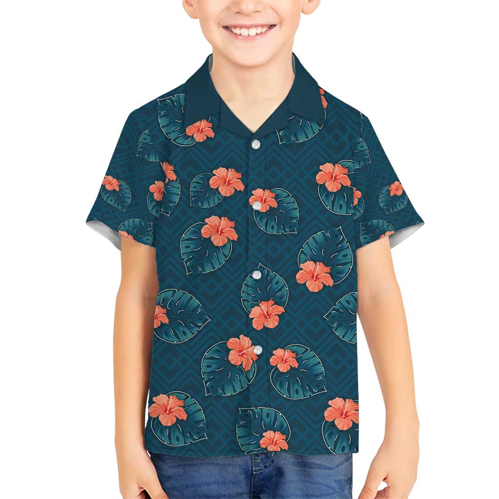Hawaii Monstera Family Matching Puletasi and Hawaiian Shirt Hibiscus Flowers Simple Style - Polynesian Pride