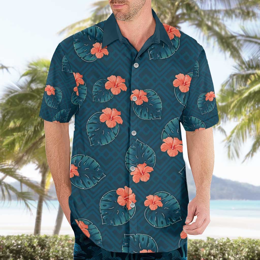 Hawaii Monstera Hawaiian Shirt Hibiscus Flowers Simple Style - Polynesian Pride