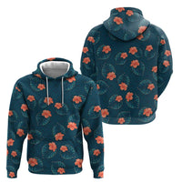 Hawaii Monstera Hoodie Hibiscus Flowers Simple Style - Polynesian Pride