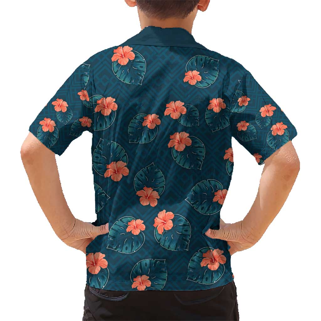 Hawaii Monstera Kid Hawaiian Shirt Hibiscus Flowers Simple Style DT05 - Polynesian Pride
