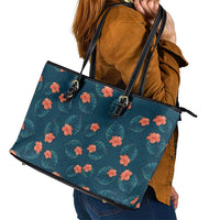 Hawaii Monstera Leather Tote Bag Hibiscus Flowers Simple Style DT05 - Polynesian Pride