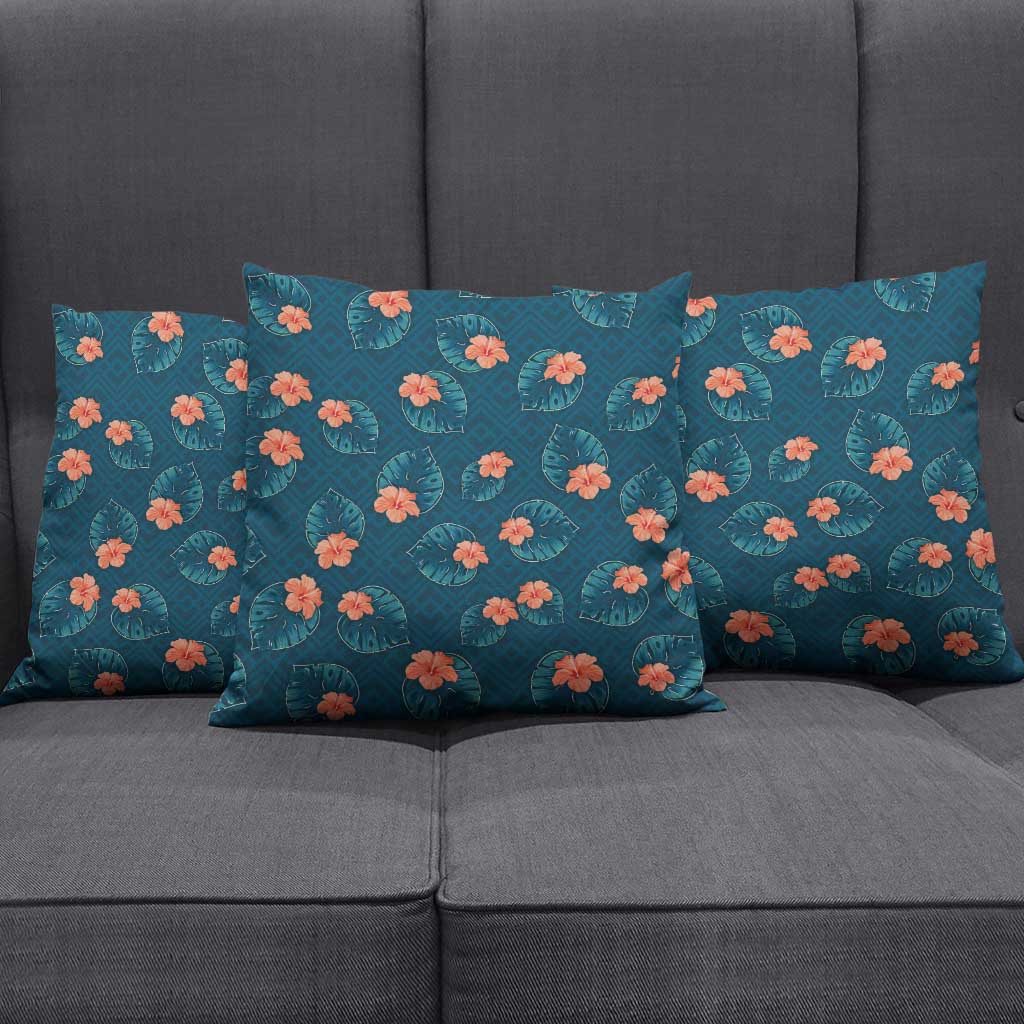 Hawaii Monstera Pillow Cover Hibiscus Flowers Simple Style - Polynesian Pride