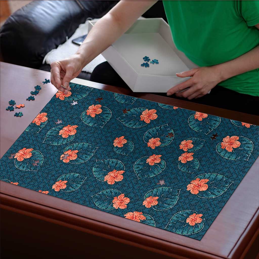 Hawaii Monstera Puzzle Hibiscus Flowers Simple Style DT05 - Polynesian Pride