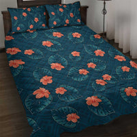 Hawaii Monstera Quilt Bed Set Hibiscus Flowers Simple Style - Polynesian Pride