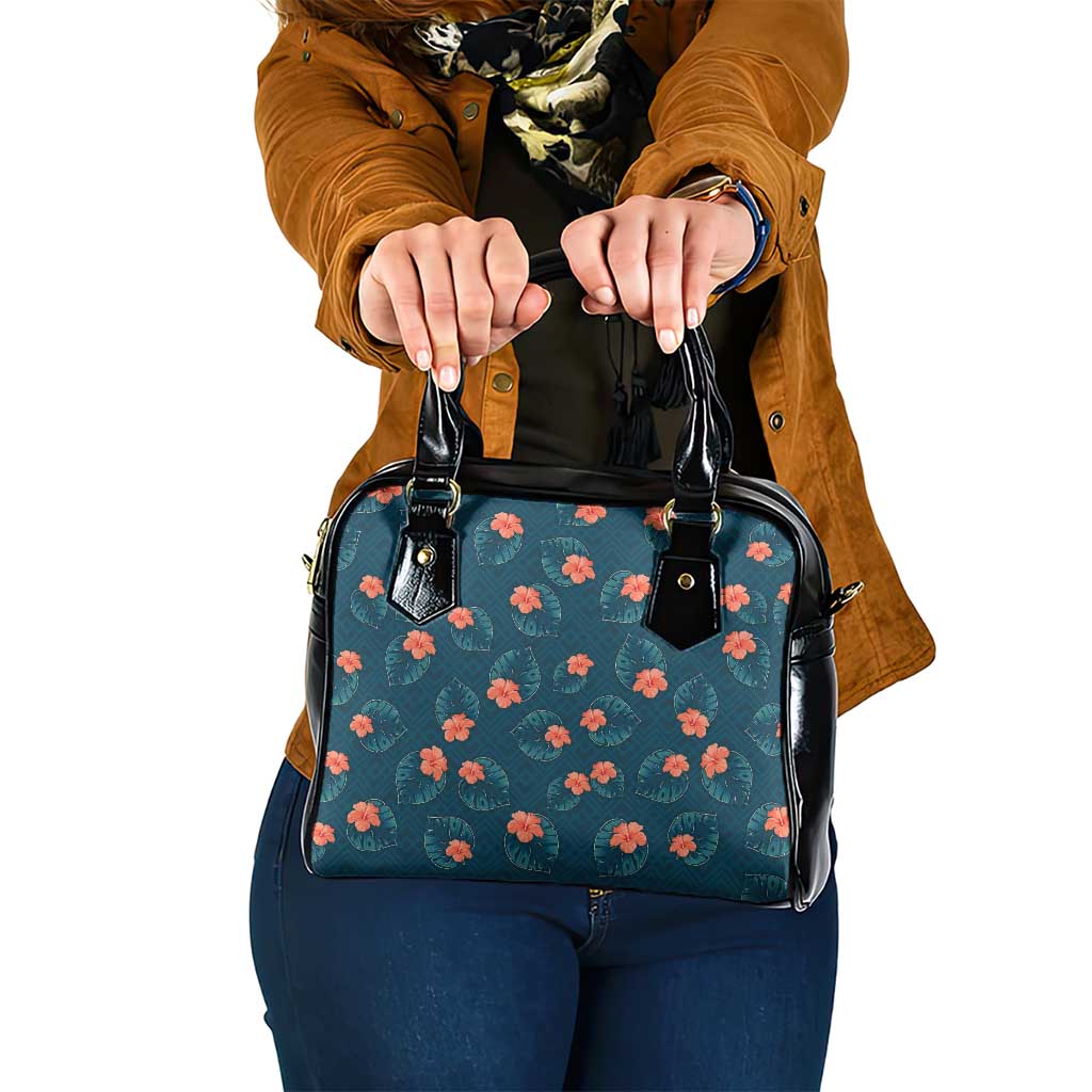 Hawaii Monstera Shoulder Handbag Hibiscus Flowers Simple Style DT05 One Size Dark Teal - Polynesian Pride