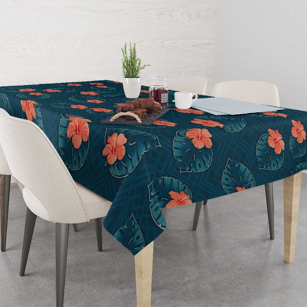 Hawaii Monstera Tablecloth Hibiscus Flowers Simple Style - Polynesian Pride