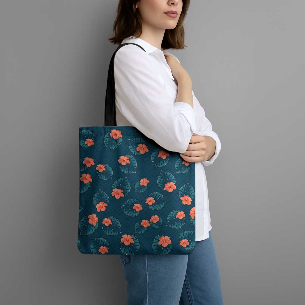 Hawaii Monstera Tote Bag Hibiscus Flowers Simple Style DT05 - Polynesian Pride