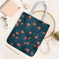 Hawaii Monstera Tote Bag Hibiscus Flowers Simple Style DT05 White Strap One Size Dark Teal - Polynesian Pride