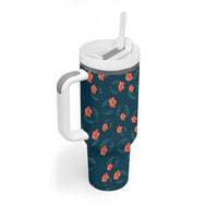 Hawaii Monstera Tumbler With Handle Hibiscus Flowers Simple Style - Polynesian Pride