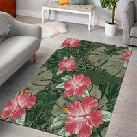 Hawaii Area Rug Green Polynesian Monstera Patterns - Polynesian Pride