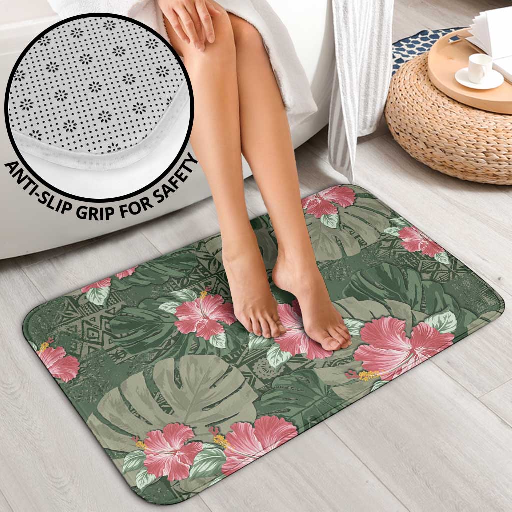 Hawaii Bathroom Set Green Polynesian Monstera Patterns - Polynesian Pride