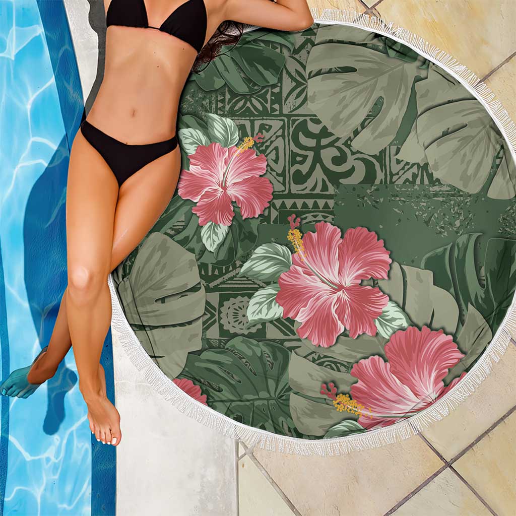 Hawaii Beach Blanket Green Polynesian Monstera Patterns - Polynesian Pride