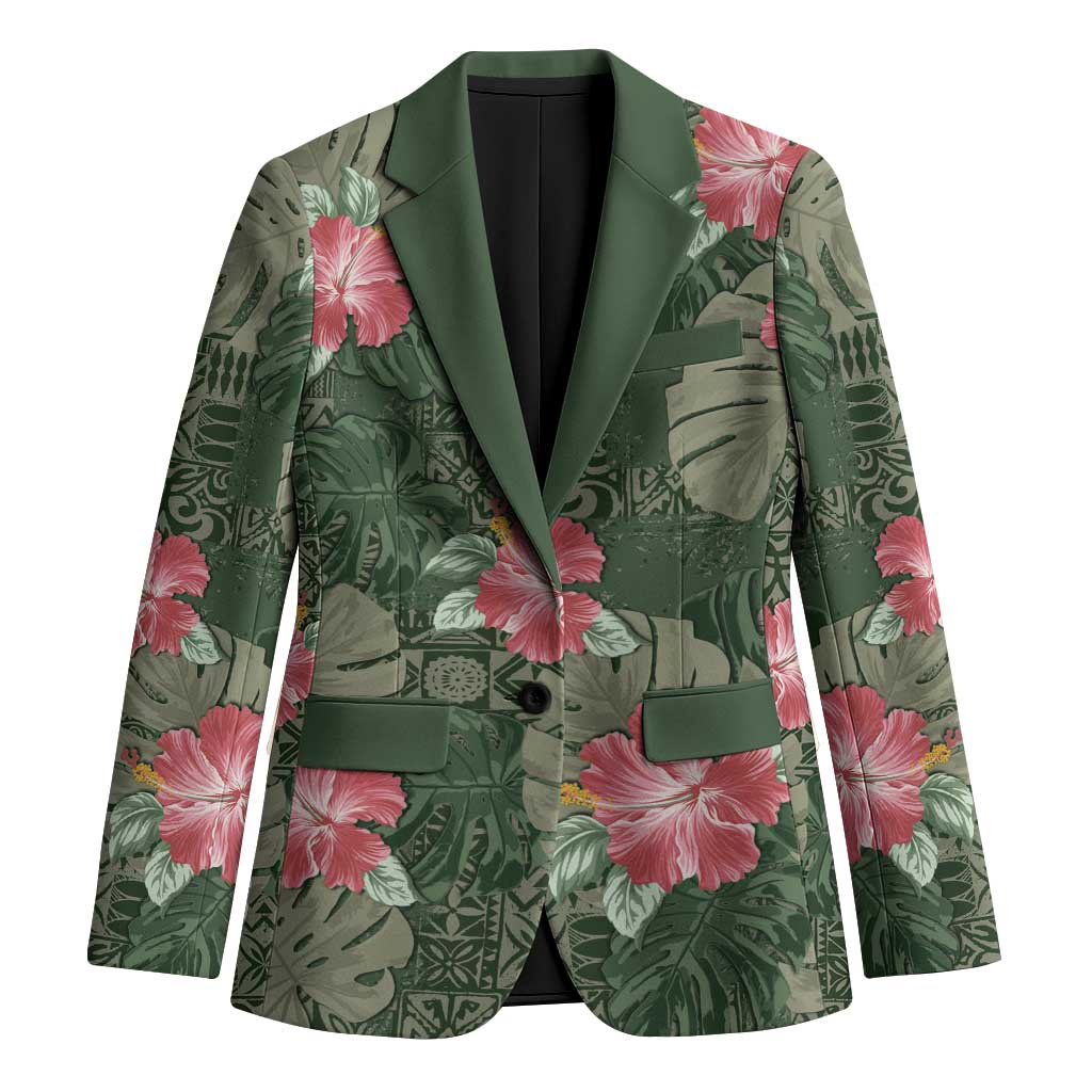 Hawaii Blazer Green Polynesian Monstera Patterns DT05 Unisex Green - Polynesian Pride