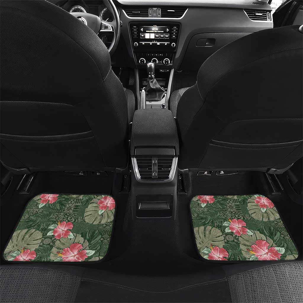 Hawaii Car Mats Green Polynesian Monstera Patterns - Polynesian Pride