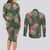 Hawaii Couples Matching Long Sleeve Bodycon Dress and Long Sleeve Button Shirt Green Polynesian Monstera Patterns - Polynesian Pride