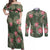 Hawaii Couples Matching Off Shoulder Maxi Dress and Long Sleeve Button Shirt Green Polynesian Monstera Patterns - Polynesian Pride