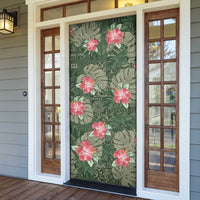 Hawaii Door Cover Green Polynesian Monstera Patterns - Polynesian Pride