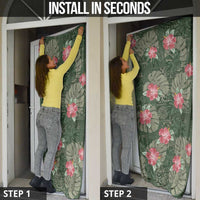 Hawaii Door Cover Green Polynesian Monstera Patterns - Polynesian Pride