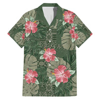 Hawaii Family Matching Mermaid Dress and Hawaiian Shirt Green Polynesian Monstera Patterns - Polynesian Pride