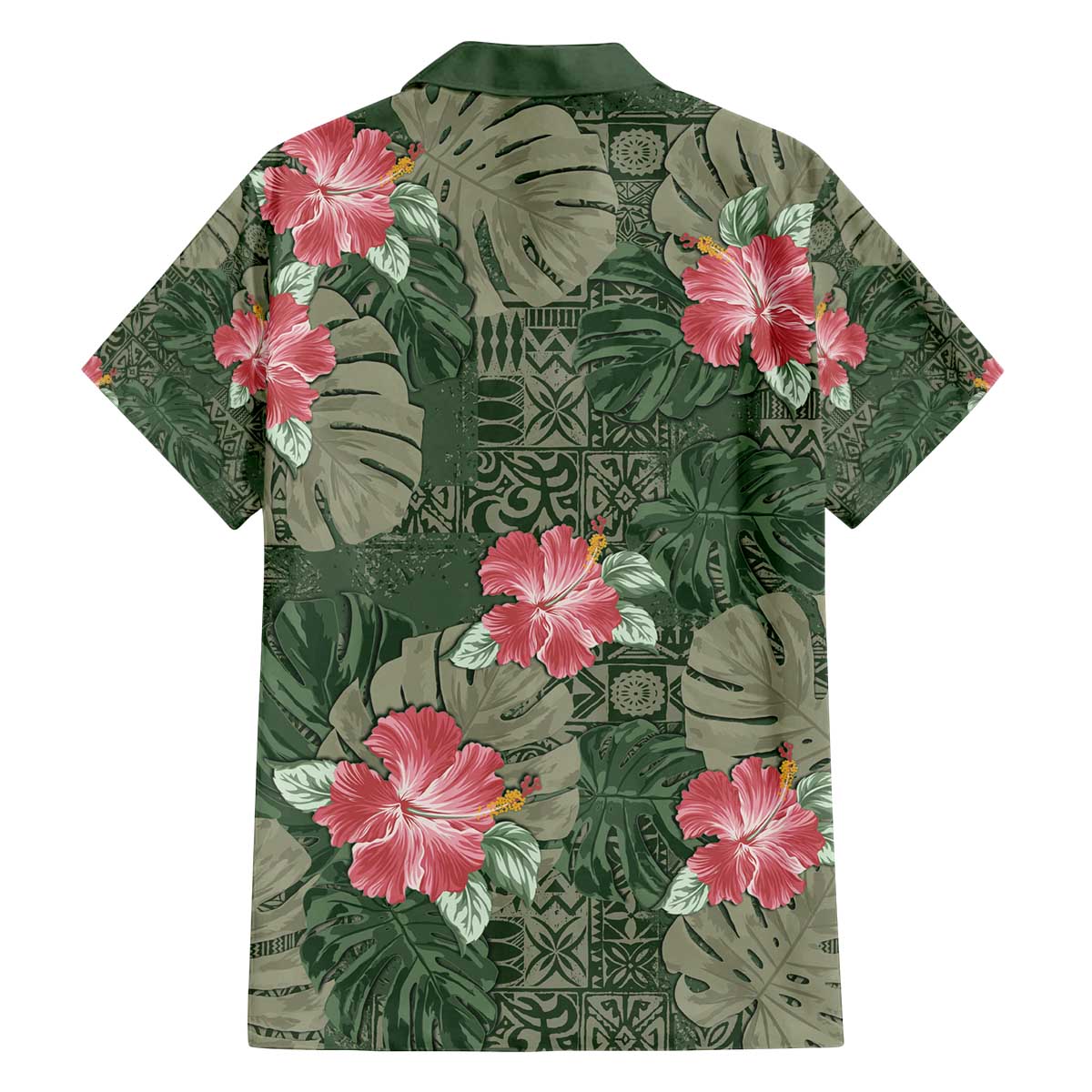Hawaii Family Matching Off The Shoulder Long Sleeve Dress and Hawaiian Shirt Green Polynesian Monstera Patterns - Polynesian Pride