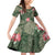 Hawaii Family Matching Off Shoulder Short Dress and Hawaiian Shirt Green Polynesian Monstera Patterns - Polynesian Pride