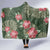 Hawaii Hooded Blanket Green Polynesian Monstera Patterns - Polynesian Pride