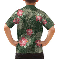 Hawaii Kid Hawaiian Shirt Green Polynesian Monstera Patterns DT05 - Polynesian Pride