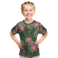 Hawaii Kid T Shirt Green Polynesian Monstera Patterns DT05 Green - Polynesian Pride