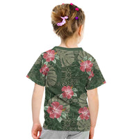 Hawaii Kid T Shirt Green Polynesian Monstera Patterns DT05 - Polynesian Pride