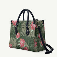 Hawaii Leather Bag Green Polynesian Monstera Patterns - Polynesian Pride