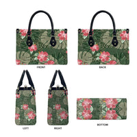 Hawaii Leather Bag Green Polynesian Monstera Patterns - Polynesian Pride
