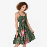Hawaii Midi Dress Green Polynesian Monstera Patterns - Polynesian Pride